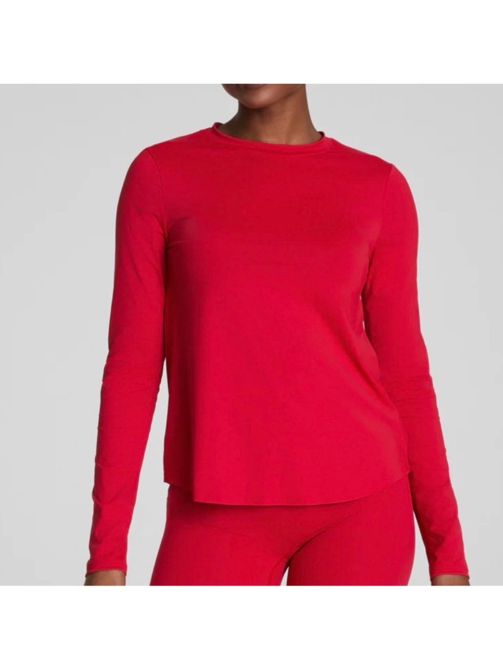 SPANX No Show Sweat Long Sleeve Tee in Red